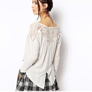 Free People white/lace cotton top